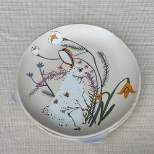 Threshold salad plate Rabbit with floral Design